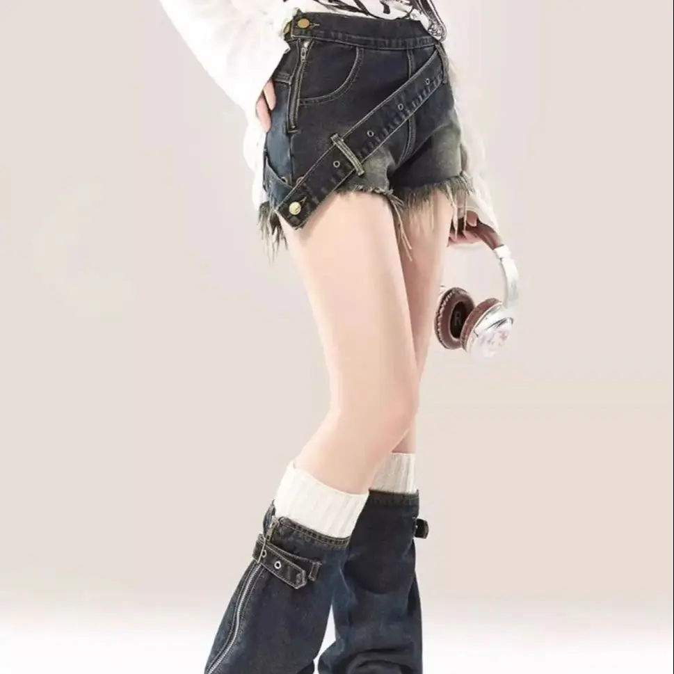 American Retro Side Zipper Denim Shorts Women 2025 Spring Summer New Niche Hot Girl Design Pants