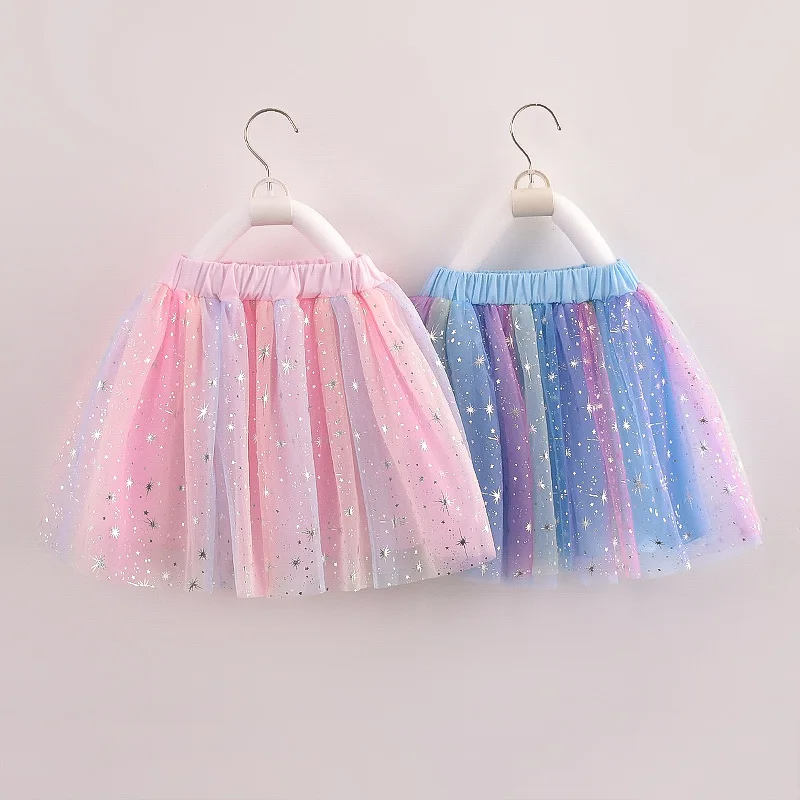 

Four Seasons Girls Princess fluffy Mesh Skirt 2024 Summer New Colorful Baby Versatile Performance Skirt Ballet Dance Tutu