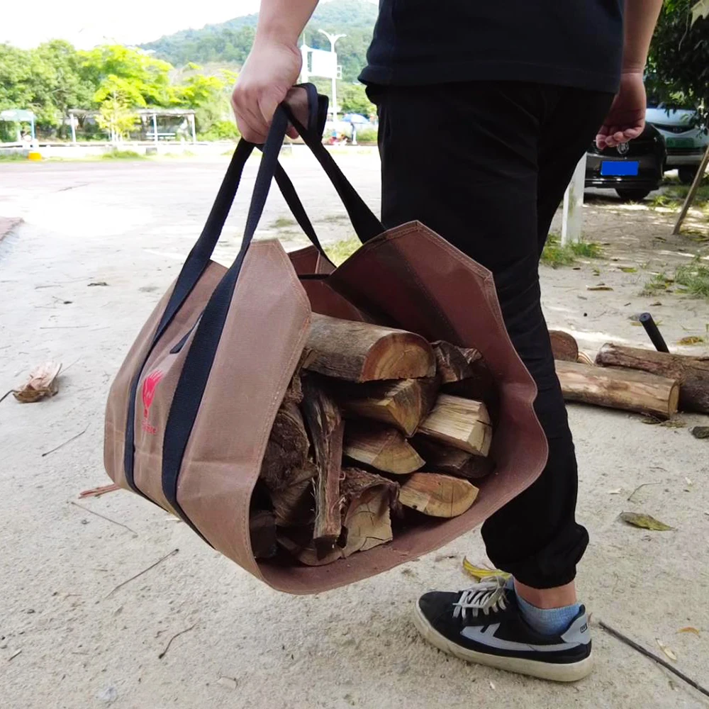

Canvas Firewood Bag Wear-resistant and Tear-resistant Firewood Collection Bag Outdoor Camping Firewood Handling Tool