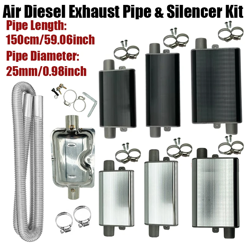 

150cm Car Air Diesel Parking Heater Exhaust Pipe Tube Hose 24mm Air Filter Muffler Silencer With Clip For Webasto Eberspacher