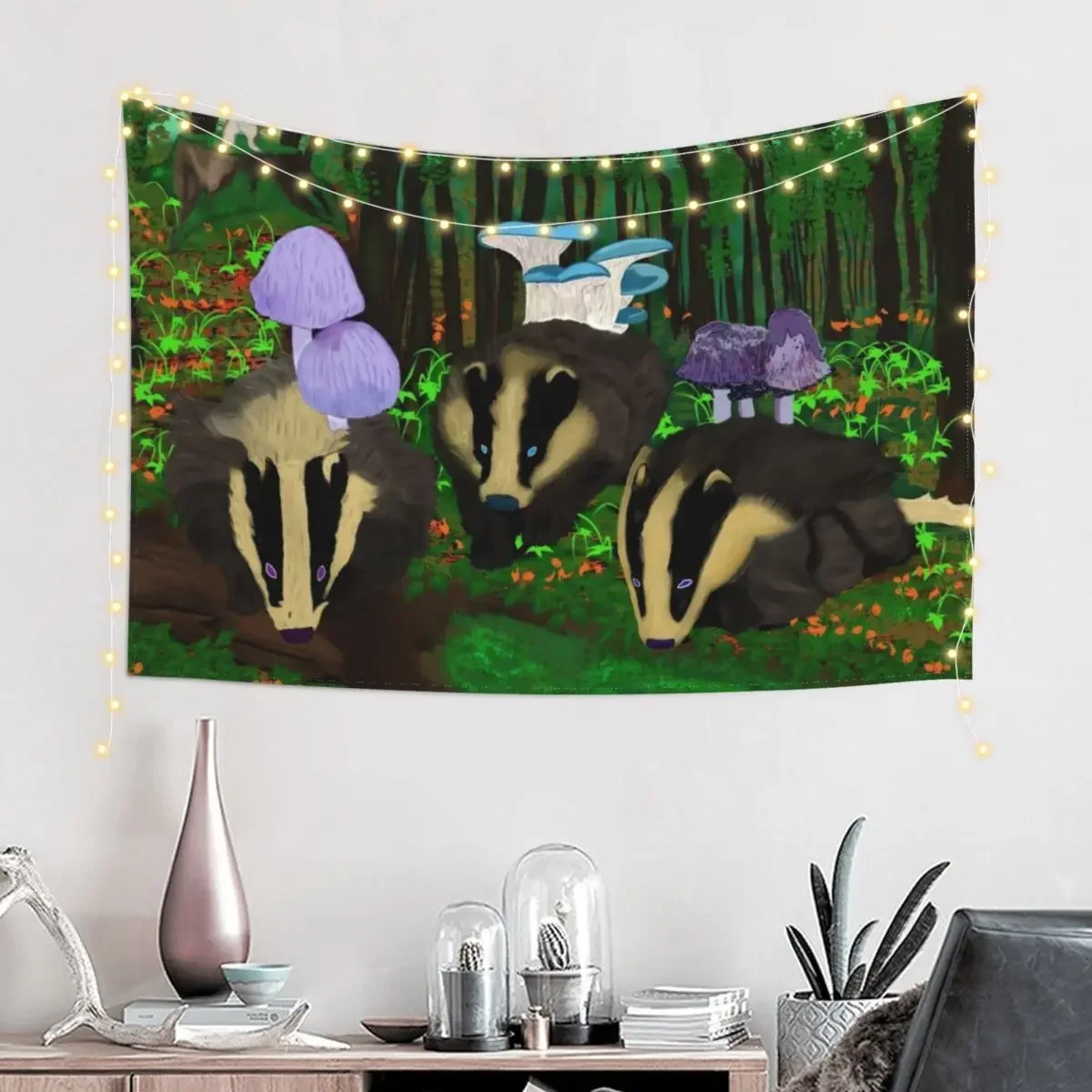 Boulder Grove Parish Badgers & Friend Tapestry Room Decorations Aesthetic Custom Wall Tapestries Tapestry