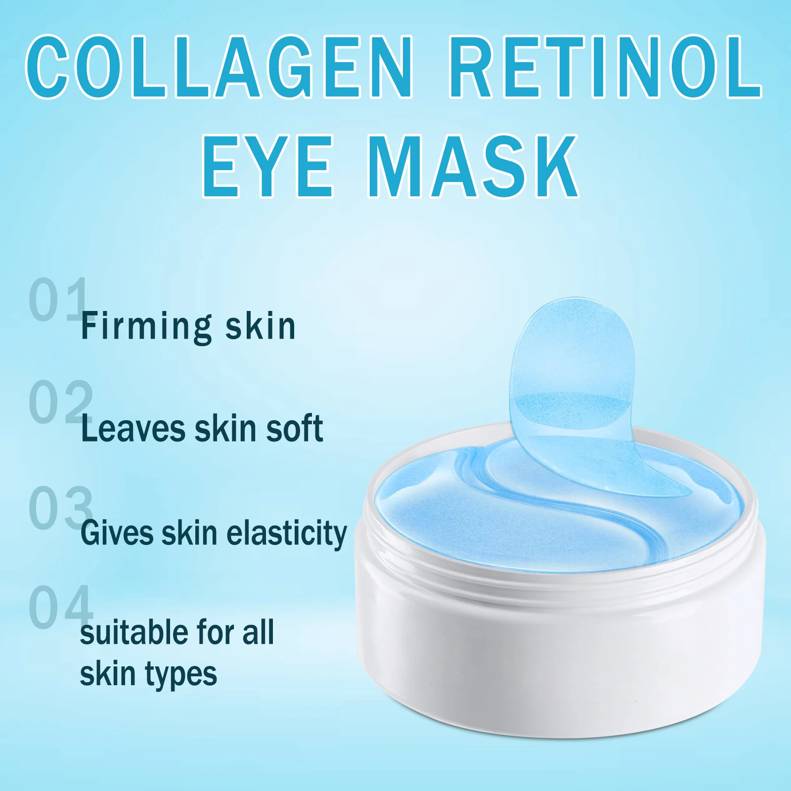 60 maski pod oczy z kolagenem i retinolem - nawilża, ujędrnia, odżywia, wygładza skórę, odpowiednie dla wszystkich typów skóry