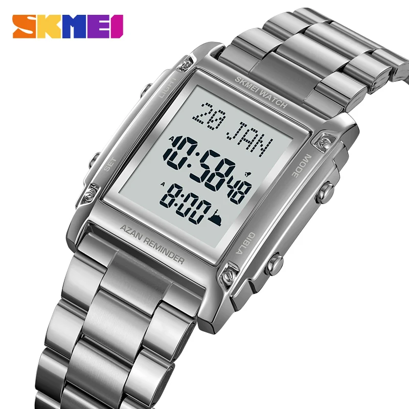 

SKMEi мусульманские часы Qibla Direction Instruct для мужчин и женщин, молитвенные многофункциональные часы для поклонения, роскошные мужские оригинальные наручные часы