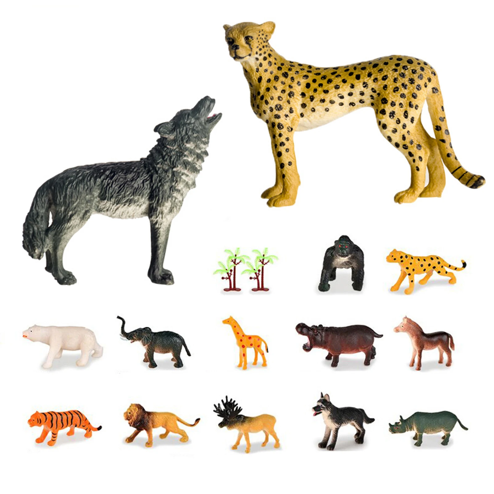 ชุดของเล่นรูปสัตว์สมจริงหลายแบบเพื่อการศึกษาสำหรับเด็กที่ชื่นชอบสัตว์