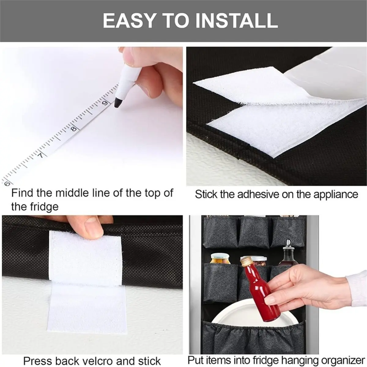 Mini Fridge Caddys Organizer Storage Bag, over the Fridge Storage Organizer with 15 Extra Large Fabric Pockets for Plate