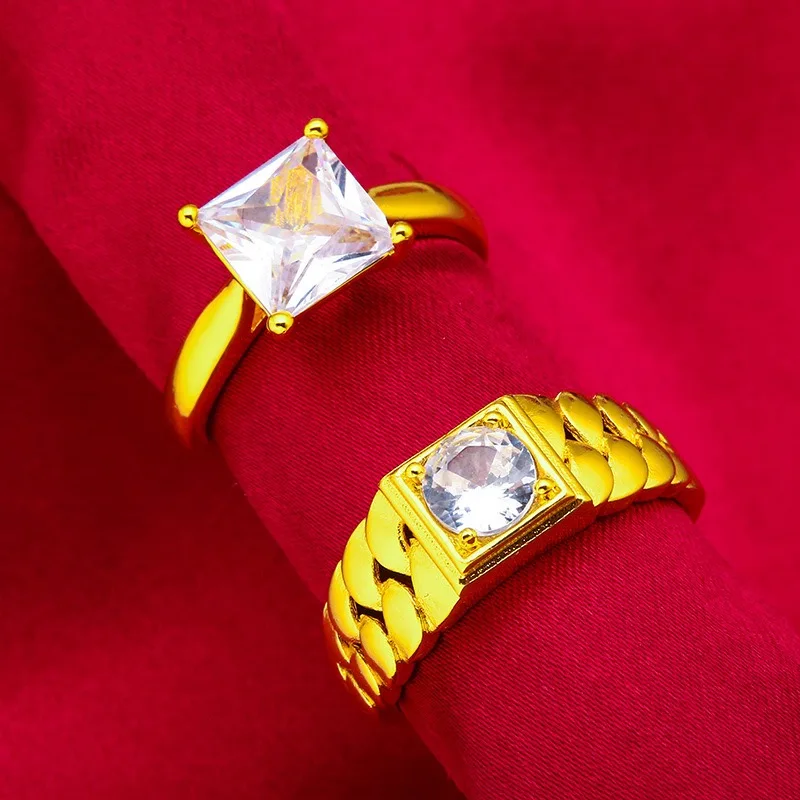 9999 genuine gold 24K pure gold high-end Eiffel Tower couple ring gold ring adjustable men's and women's gold jewelry ring