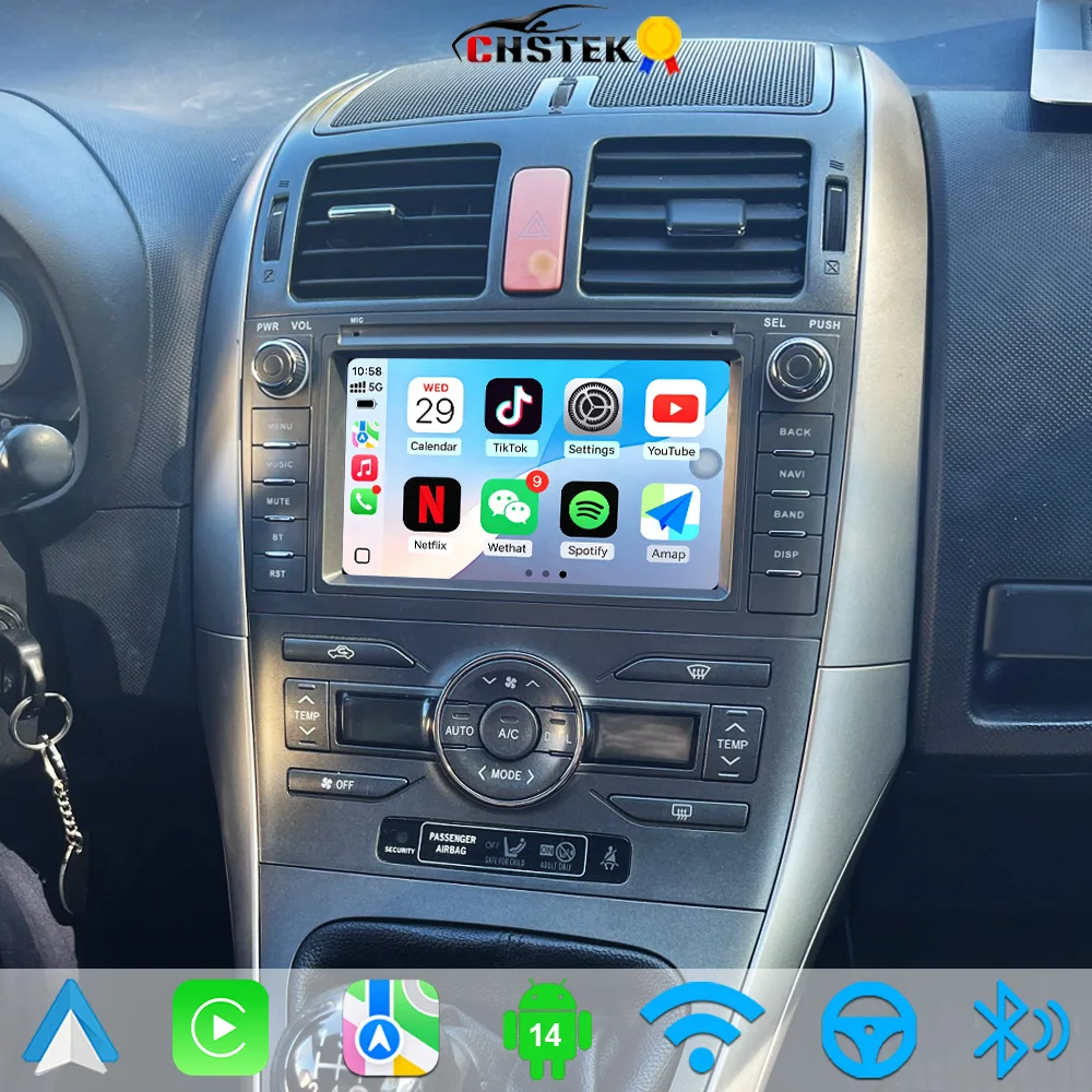 CHSTEK Android 14 Car Radio For Toyota Auris E150 Corolla Levin 2006-2012 Carplay Stereo Multimedia Player GPS Navi WIFI BT 4G
