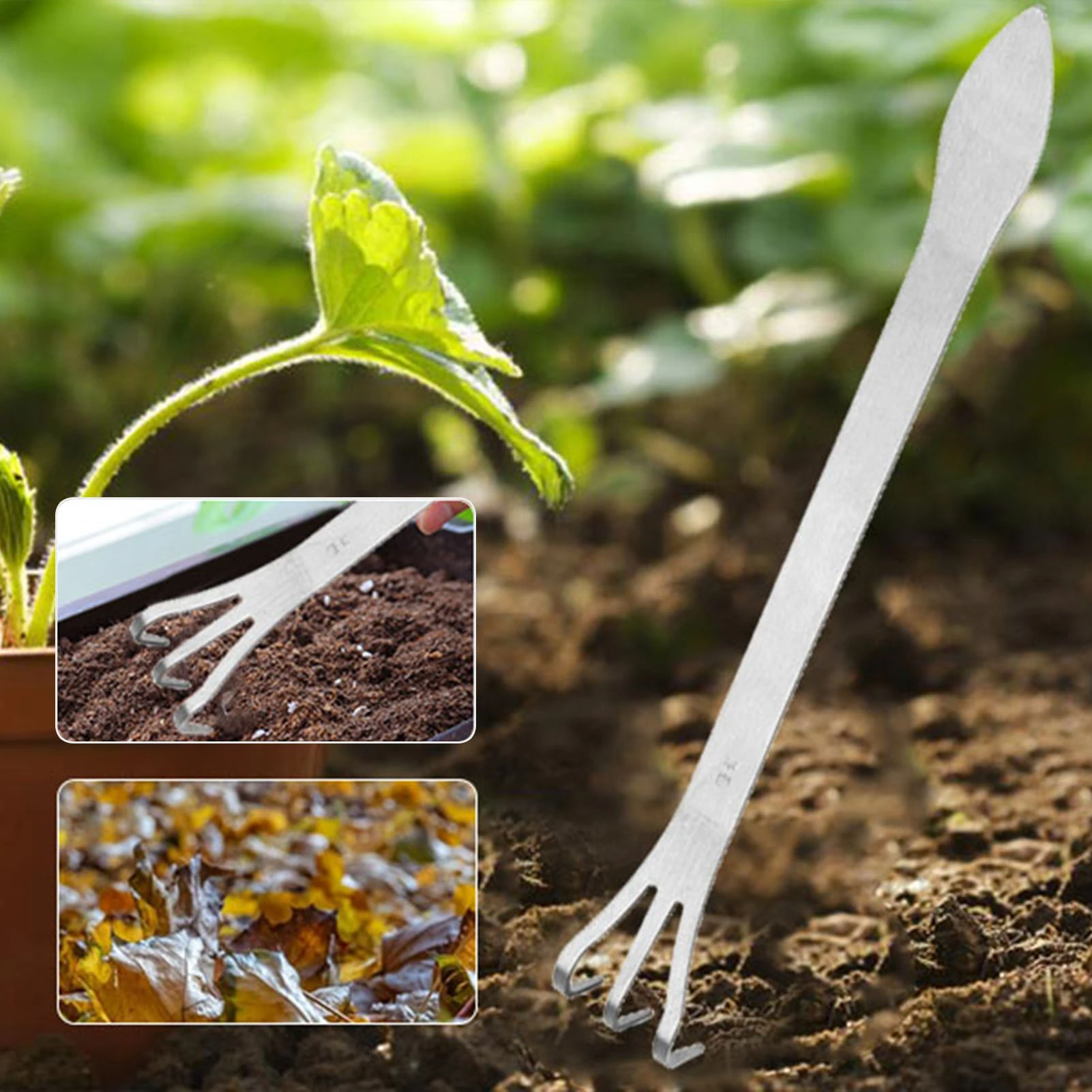 Stainless Steel Root Rake 3-Prong Loosen Soil Bonsai Tree Tools with Ergonomic Handle
