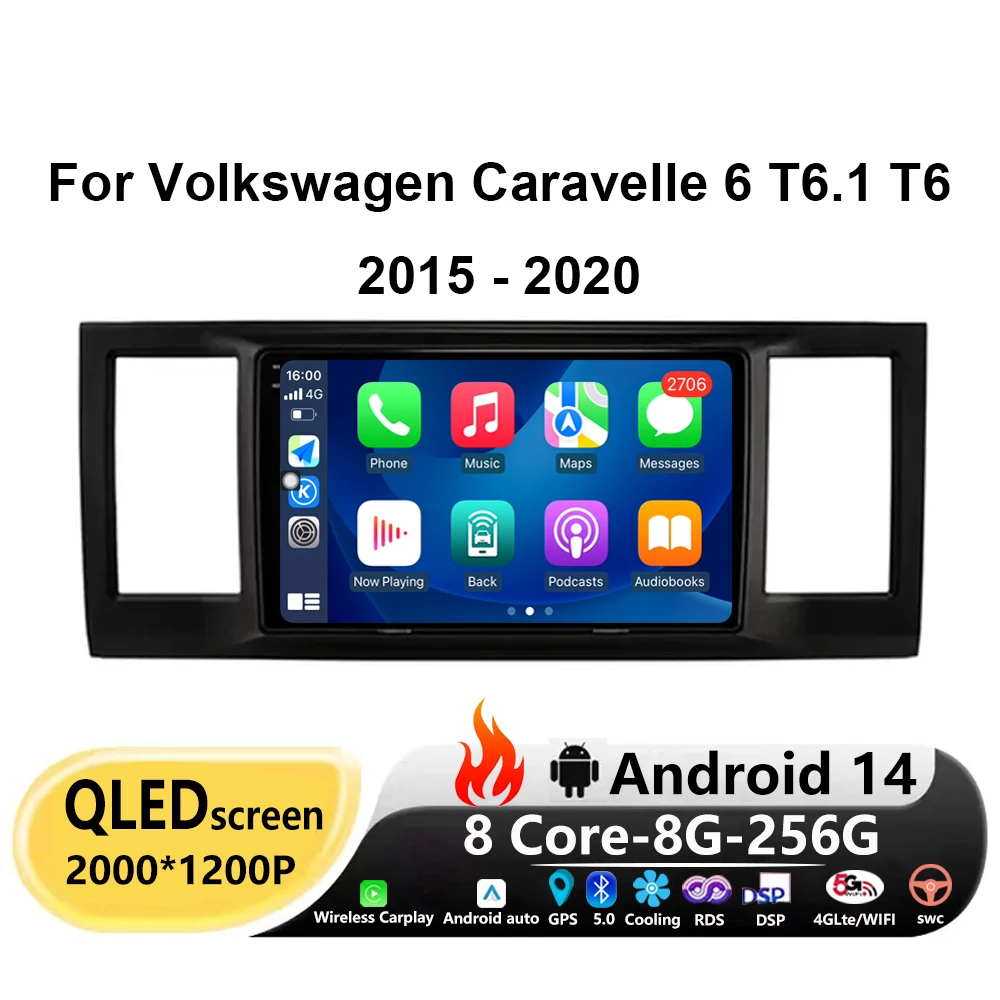 

Android 14 Carplay Auto For Volkswagen Caravelle 6 T6.1 T6 2015 - 2020 Car Radio Multimedia Video Player Navigation Stereo GPS