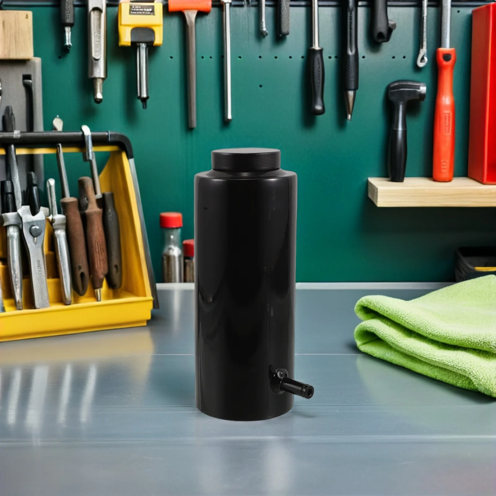 

800ml Aluminum Radiator Overflow Bottle Black Universal Coolant Reservoir Car Cooling System Expansion Overflow Tank