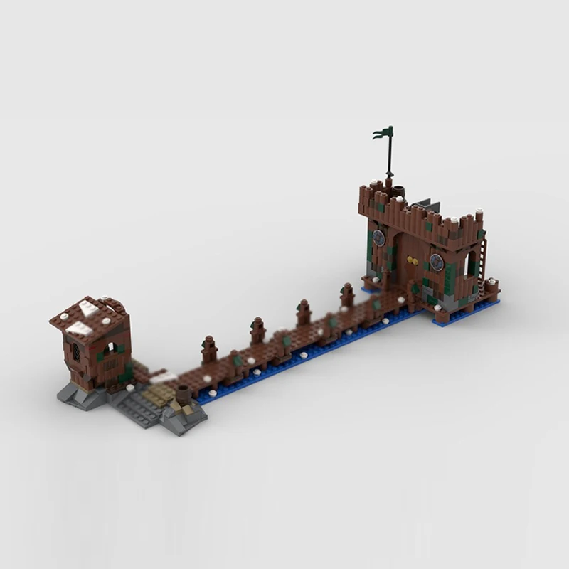 Medieval Castle Model MOC Building Bricks Entrance Of Lake Town Modular Technology Children Holiday Gifts Assemble Toys Suit