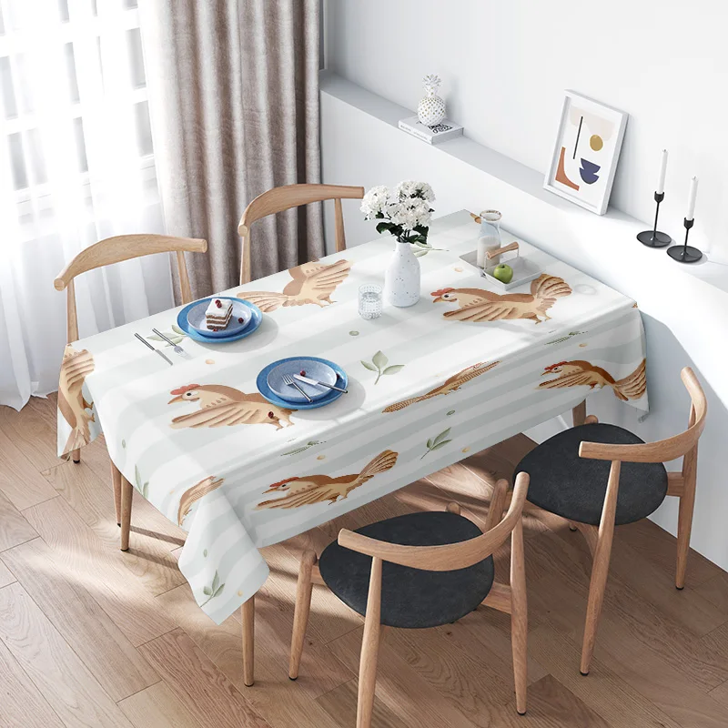 Elegant Printed Tablecloth Chicken Fruit Design Non-Slip Waterproof Dining Cover for Home Decoration Various Sizes Available (Bl