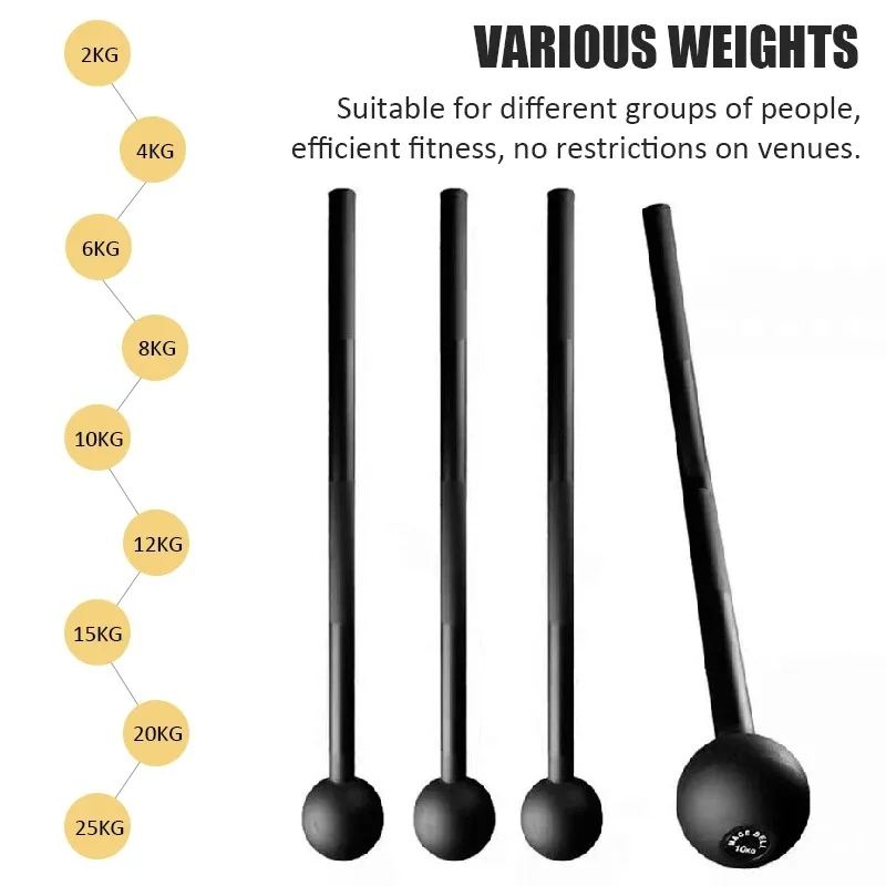 Fitness Mace Bell Round Head Hammer Bell Clubbell Dumbbells Stick Wrist Arm Strength Training Forearm Exerciser Gym Equipment