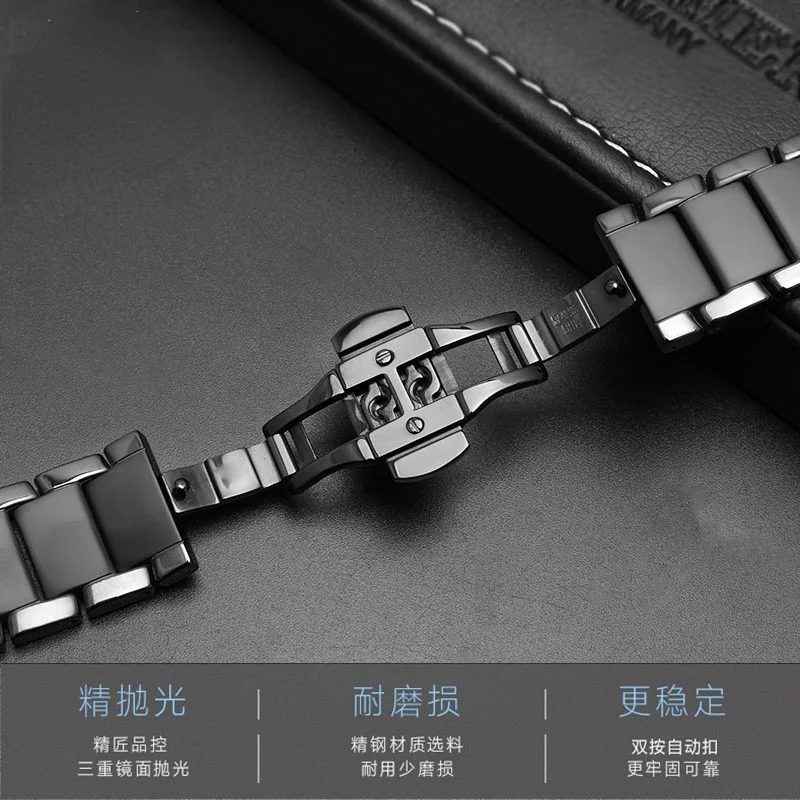 For Armani Ceramic Watch Band Ar1452 Ar1451 Frosted Watch Strap Black Bright Sports Watchband Men