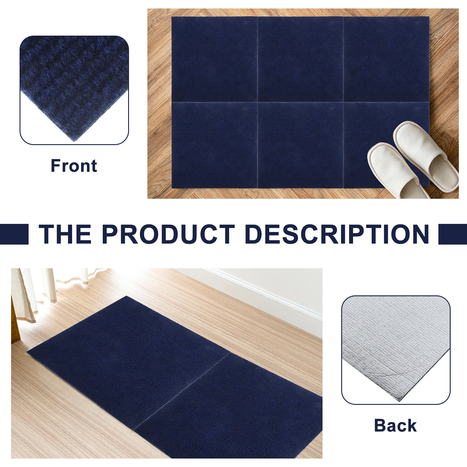 

10pcs Anti-Slip Floor Tile Sticker Removable Self Adhesive Carpet Tiles For Home Kitchen Bathroom Shower Decorative Stick Peel