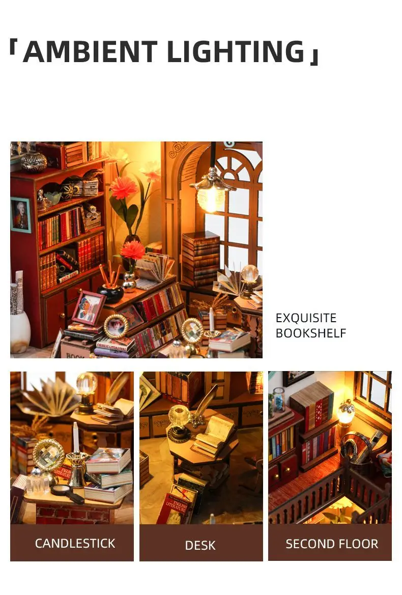 Magiczny Domek Książkowy Zestaw Klocków Drewnianych Pozytywka 3D DIY Ręcznie Robiony Domek Kreatywne Dekoracje do Składania Zabawki dla Dzieci Prezenty