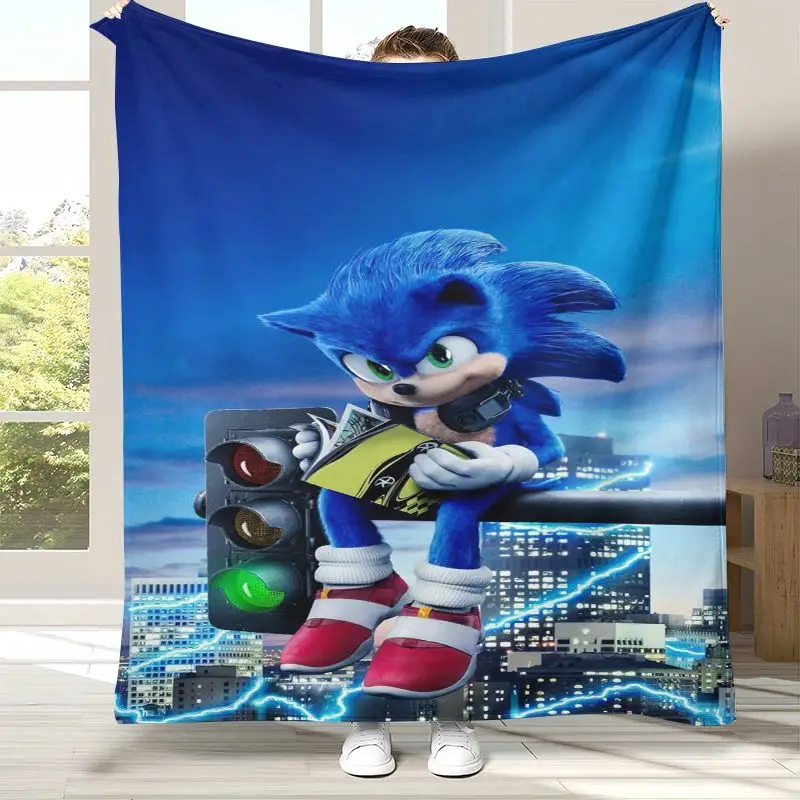 Vintage S-Sonic Rings K-Knuckles Game Flannel Throw Blanket,Cozy Warm Blanket for Bed,Sofa,Living Room,Picnic,Camping,Home Decor