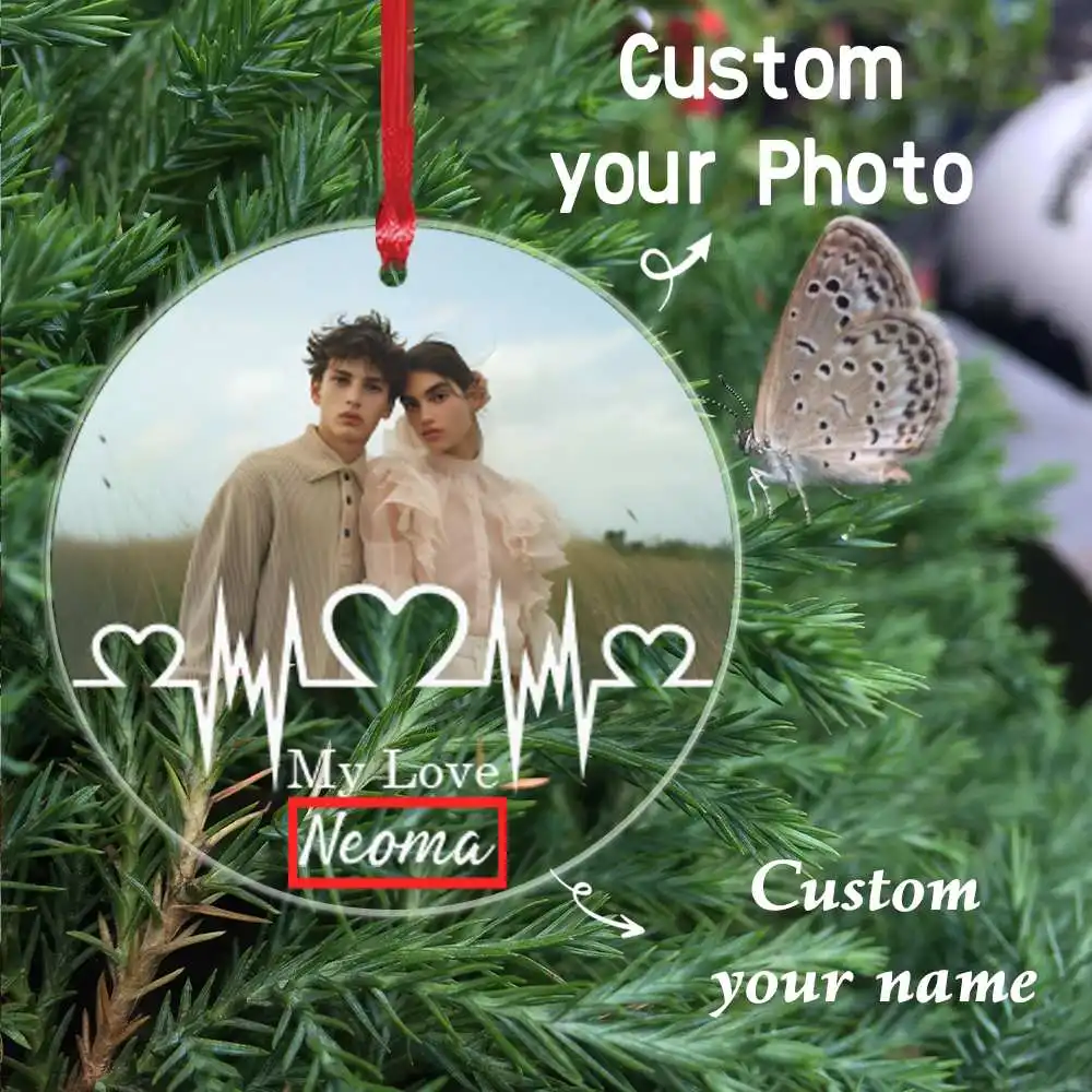 1pc Personalized Custom Photo and Name Round Acrylic Keychain, Acrylic UV Process, Thanksgiving, Father's Day, Valentine's Day