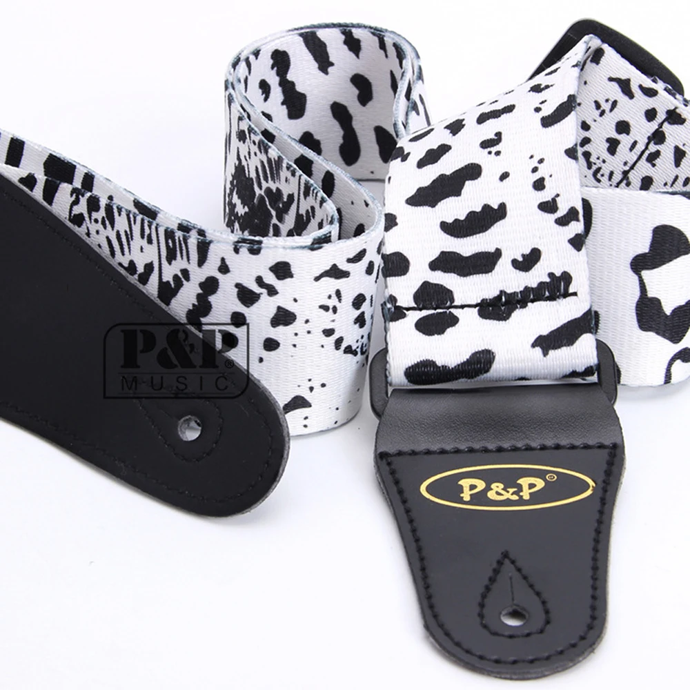 P&P Guitar Straps Black White Thermal Printing Electric Acoustic Folk Guitar Bass Strap