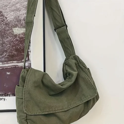 Bolso de mensajero para mujer, bolso Vintage de lona, bolsos grandes de hombro para adolescentes, bolso informal, bolsos cruzados