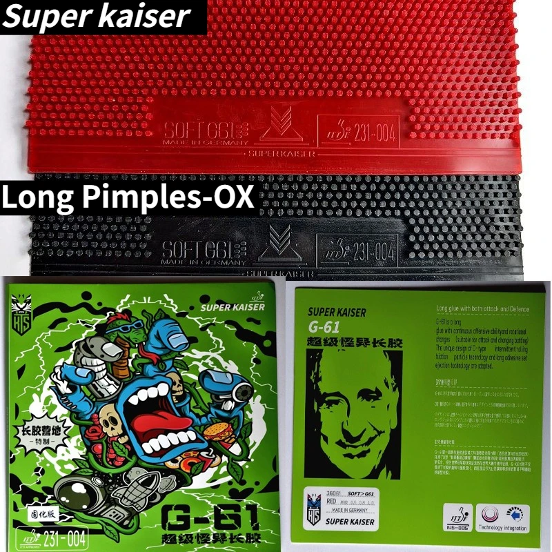 

Super Kaiser G61 OX Table Tennis Rubber Competition/Non-Competition Long Pimple Medium Particle Ping Pong Rubber Attack&Defense