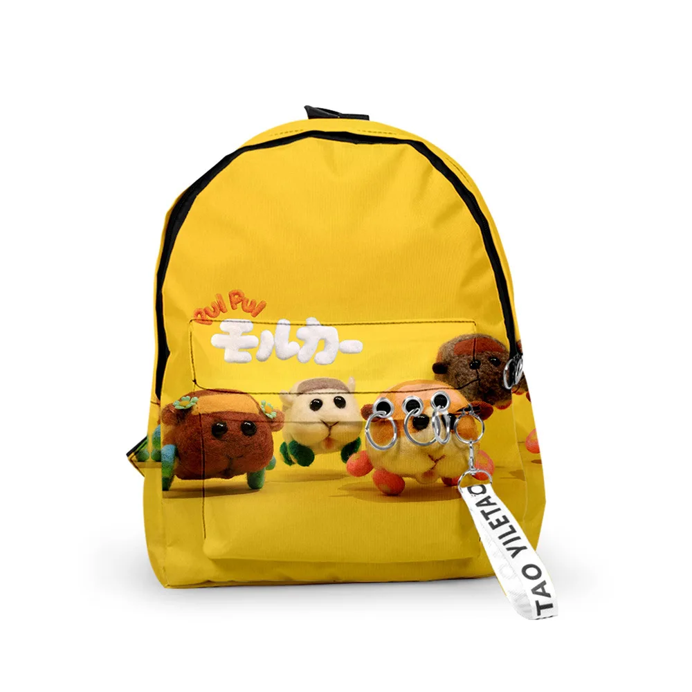 Classic Funny PUI PUI Notebook Backpacks Boys/Girls pupil School Bags 3D Print Keychains Oxford Waterproof Cute Small Backpacks