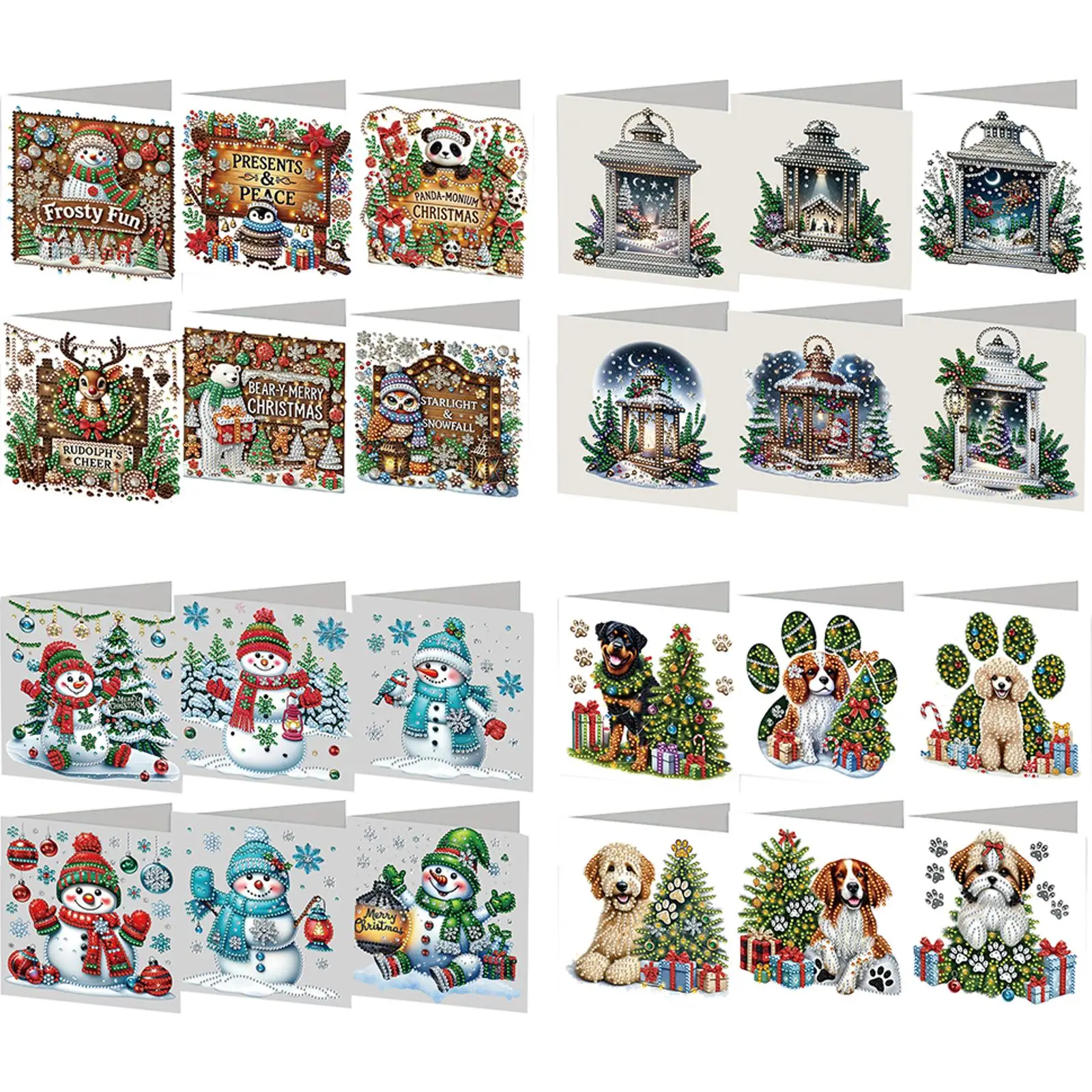 

6PCS DIY Rhinestone Diamond Art Mosaic Postcards Xmas Designs Diamond Art Handmade Cards Thank You Cards and Holiday Blessings