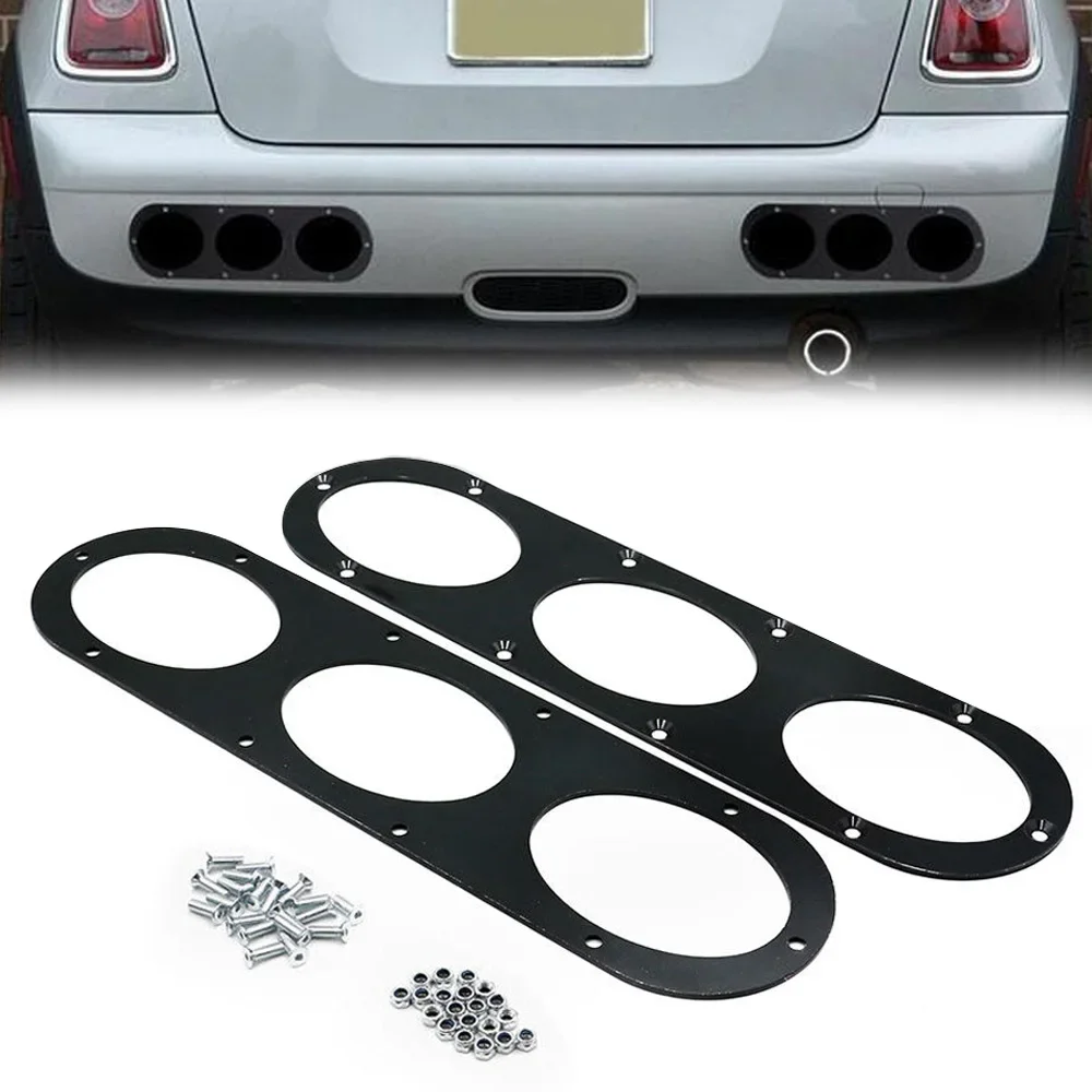 Universal 3‑Hole Aluminum Rear Bumper Diffuser Panel 2Pcs Air Diversion Baffle Racing Exterior Mod Parts