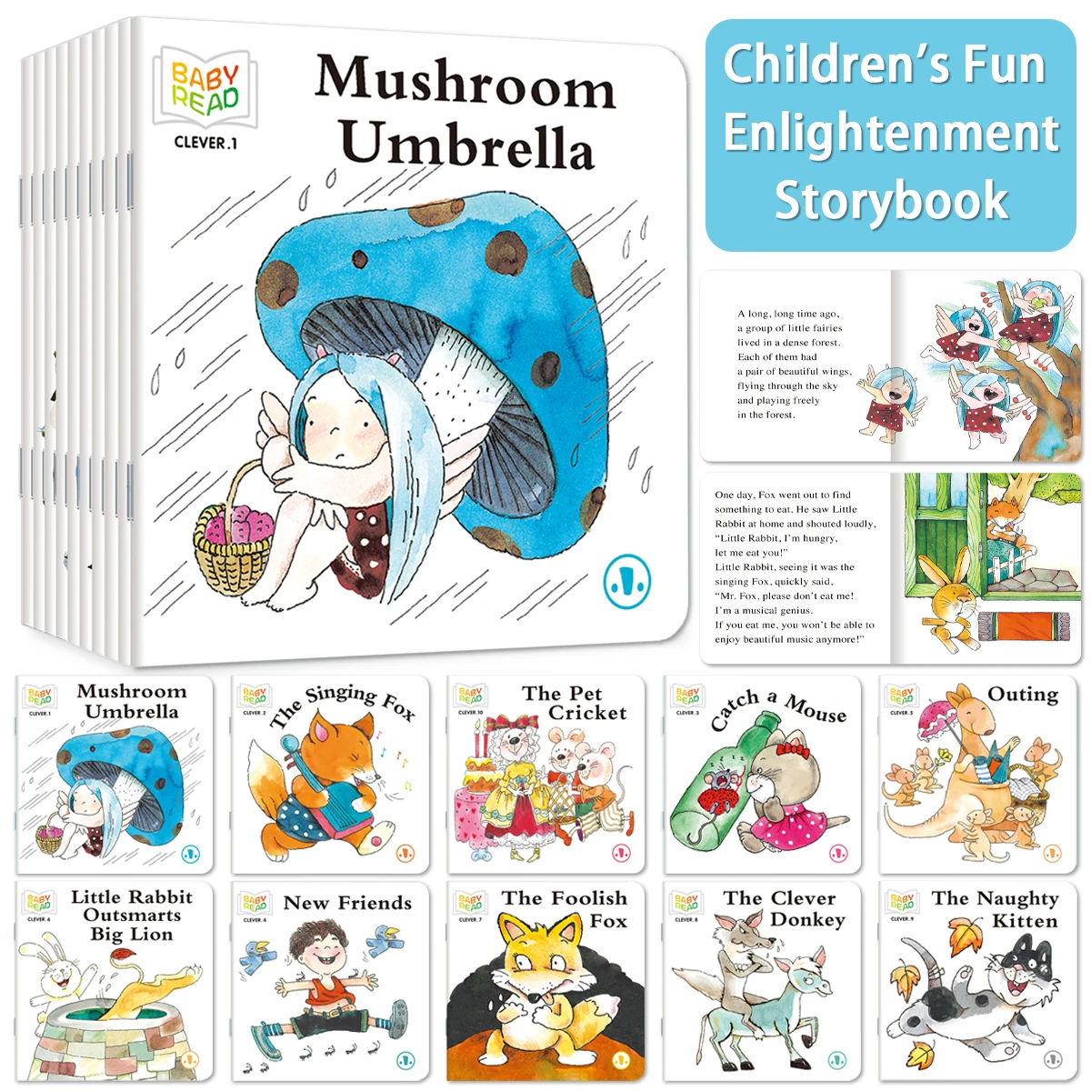 Set of 10 English Children's Short Read Story Books - Beginner Level Literature for Kids