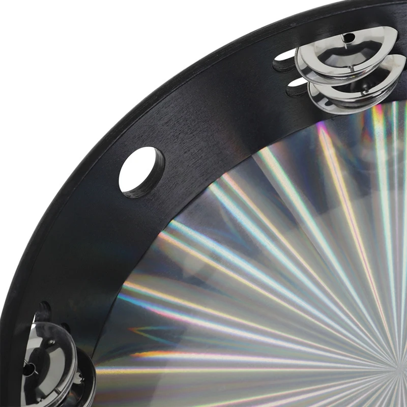 New Laser 10 Inch Hand-Cranked Tambourine, Double Row Tambourine, Dance Tambourine, Orff Instrument Hand Drum