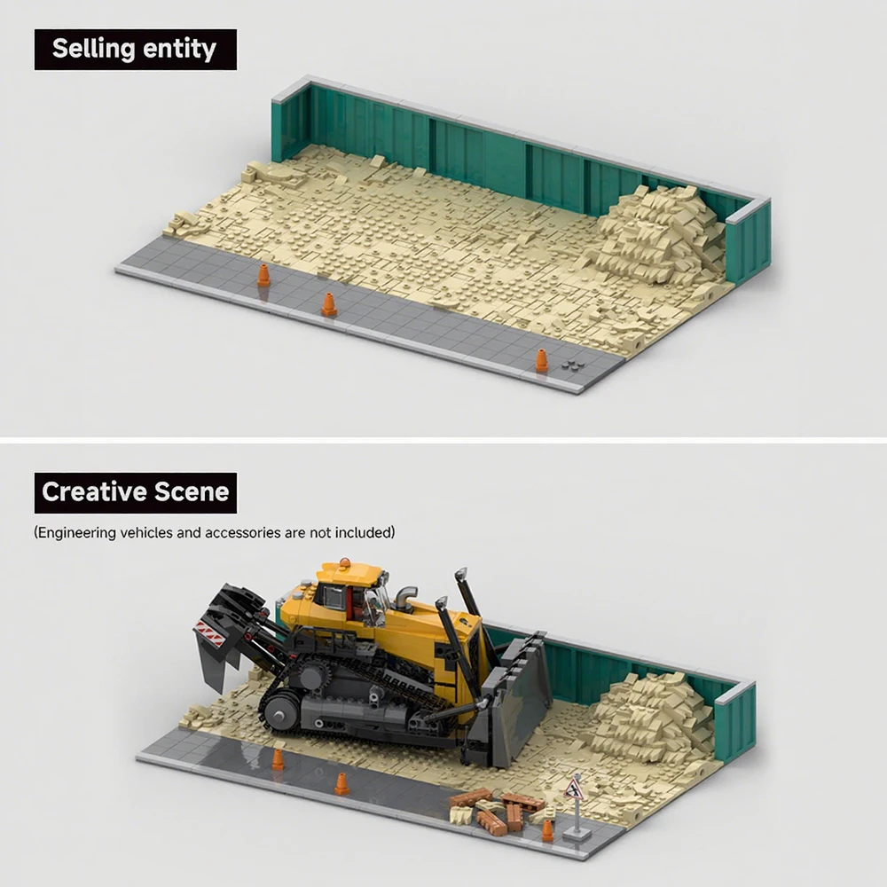 MOC City Engineering Modular Street View Construction Site Display Stand Model Building Blocks DIY Assembly Children's Toy Gift