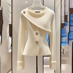 2025 Spring Autumn Chic Jacket Women's Overcoat Fashion Sweet Slim Single Breasted Casual Professional Coat Outwear Tops