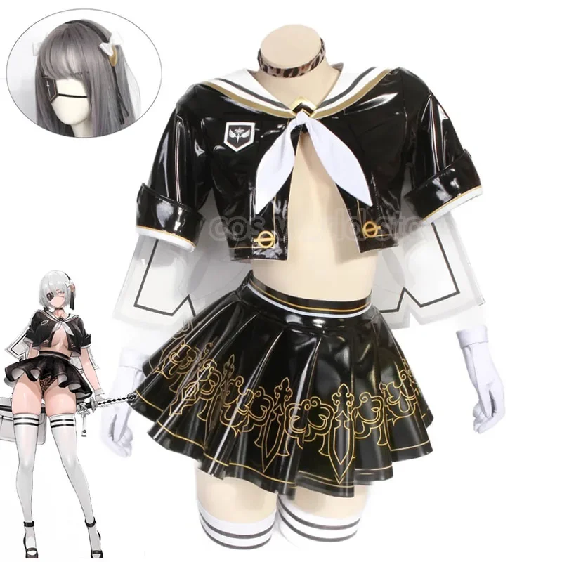 Juego Nier Automata 2B, pelucas de disfraz para mujer, uniforme escolar JK Fanart de cuero Sexy, trajes de marinero, disfraz de Carnaval de Halloween