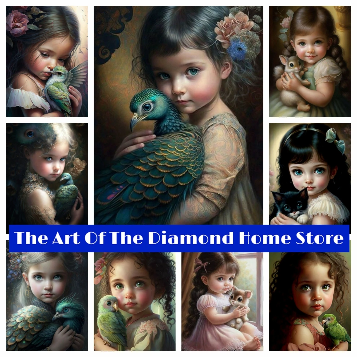 

Cute Girls And Animal 5D DIY AB Diamond Painting Mosaic Fantasy Portrait Art Cross Stitch Rhinestones Embroidery Home Decor Gift