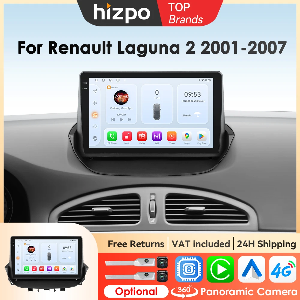 Hizpo Autoradio Per Renault Laguna 2 2001 - 2007 Wireless Carplay Sistemi Intelligenti 2din Autoradio Stereo 360 Macchina Fotografica GPS RDS