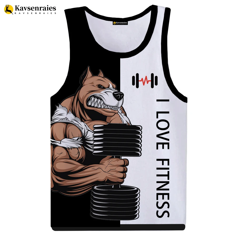 Tiger Love Fitness 3D Tank Tops Unisex Harajuku Streetwear GYM T-shirt Cartoon Animal Letter Print Tops Tees Sleeveless Vest