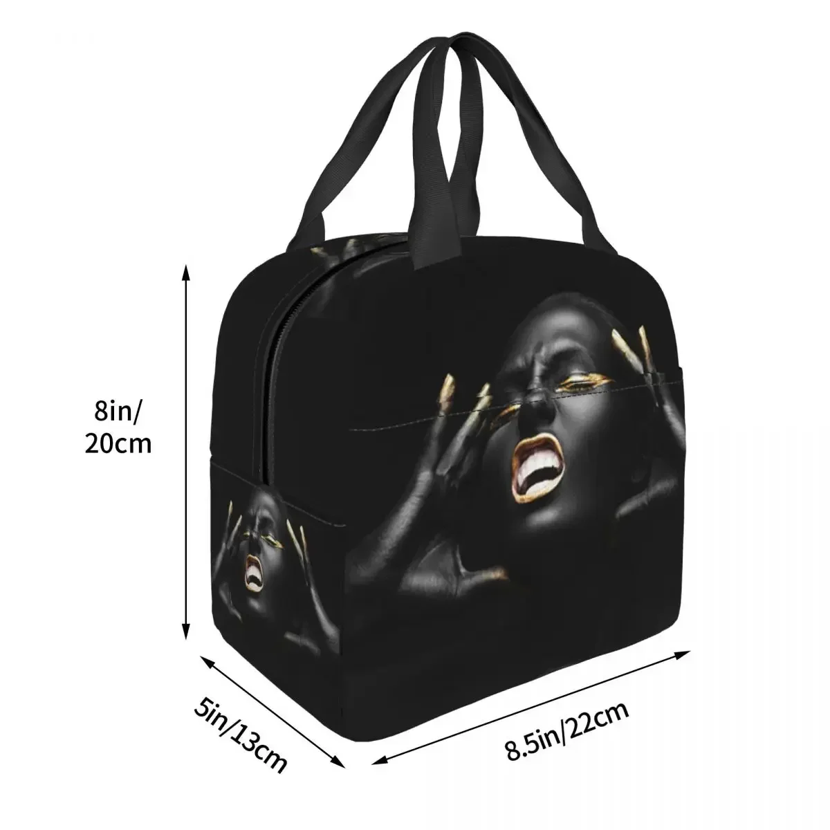 African Queen Lunch Box Waterproof American Black Girl Thermal Cooler Food Insulated Lunch Bag for Women Kids Picnic Tote Bags