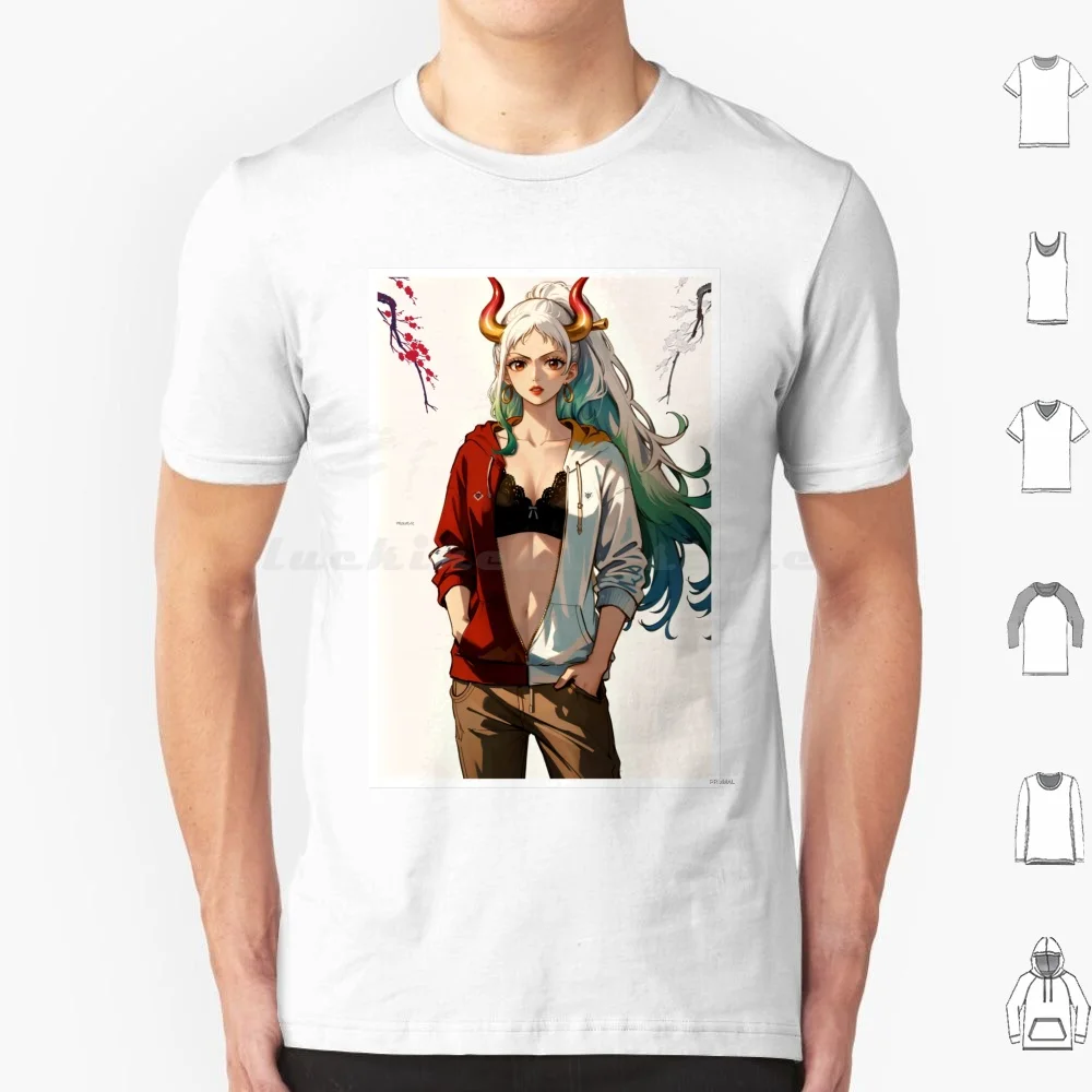 Yamato T Shirt Big Size 100% Cotton Yamato Anime Girl Oni Horn Jacket Pants Stylish Bra Wallpaper Artprint