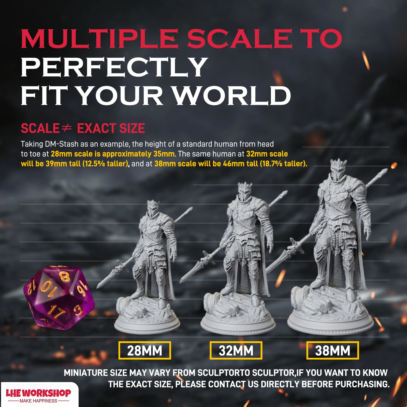 Human Female War Cleric with Sword Miniatures | 28mm-75mm | Resin 3D Printed DND Pathfinder Mini | Unpainted Grey view 5