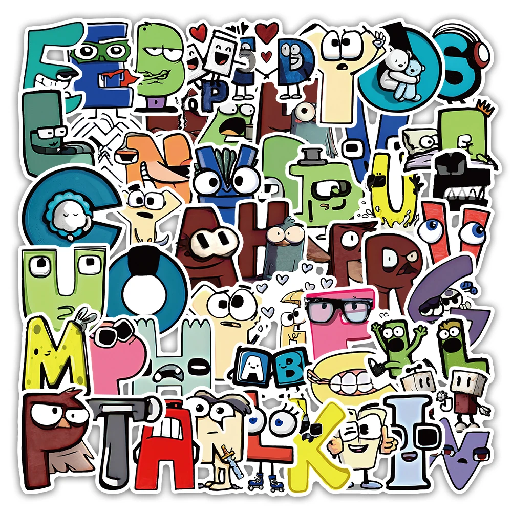 54PCS Cute Cartoon Alphabet Stickers Pack - Funny Letter Vinyl Decals for Laptop, Water Bottle, Notebook | Cool Decor Stickers