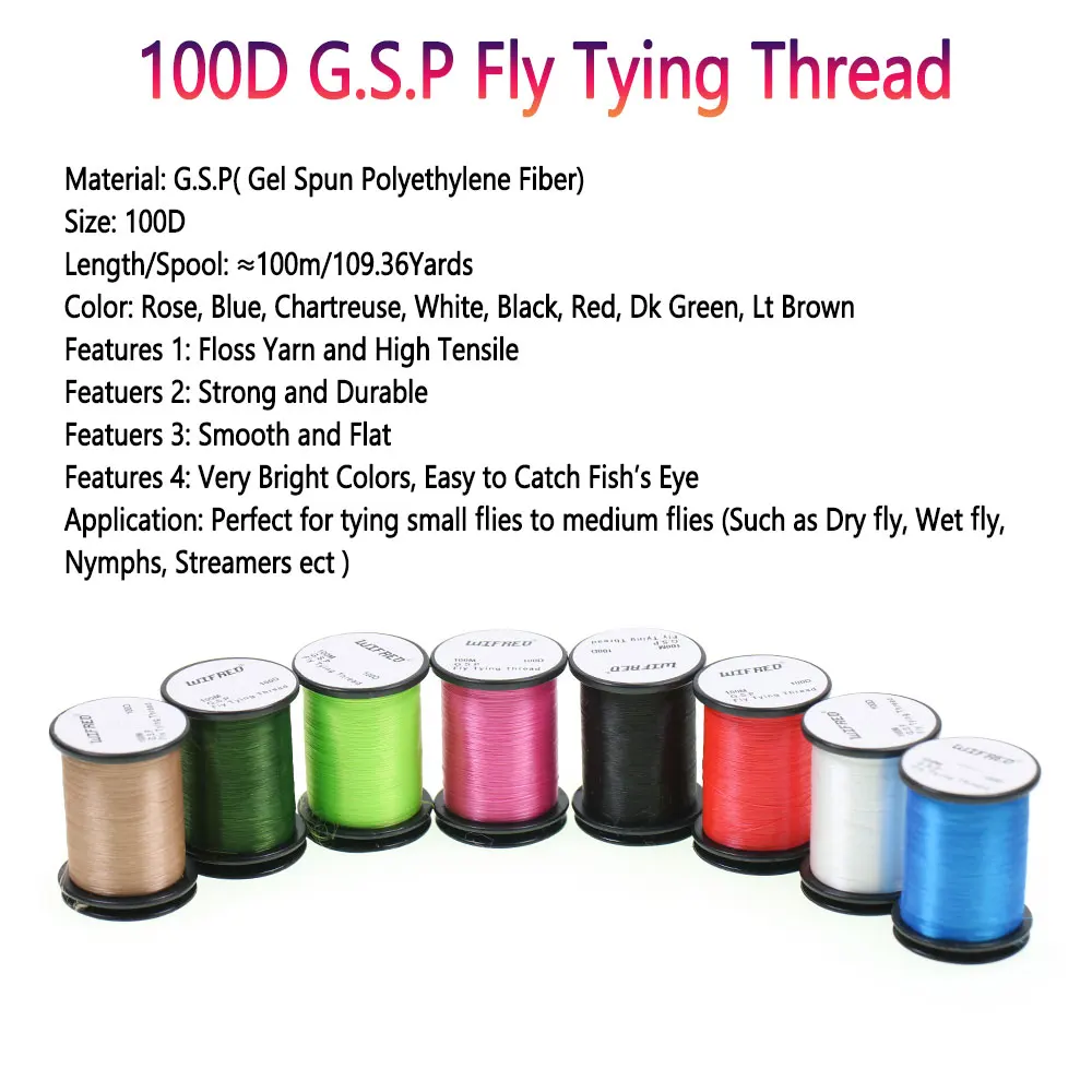 10D 20D 30D 50D 100D 75D 140D 200D GSP Fly Tying Polyethylene Floss Thread High Tensile Tying Line for Dry Wet Pike Streamer Fly