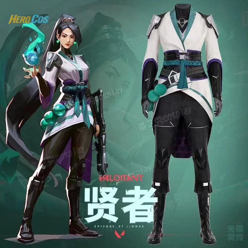 

Game VALORANT Sage Cosplay Costume Full Set Uniform Role Play Halloween Carnival Party Outfit for Women HERO Cos