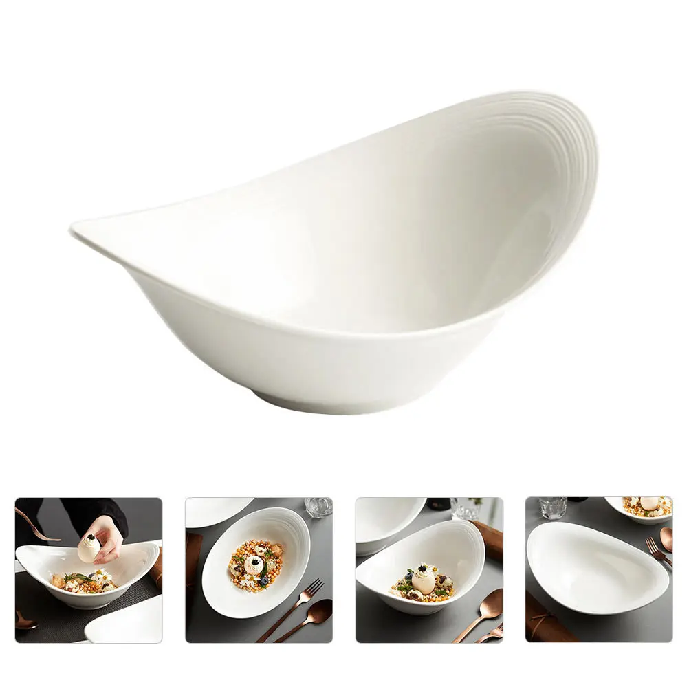 

Household Ceramic Bowl Stable Material Simple Design Versatile Kitchen Accessory for Salads Fruits French Fries Sauce Storage