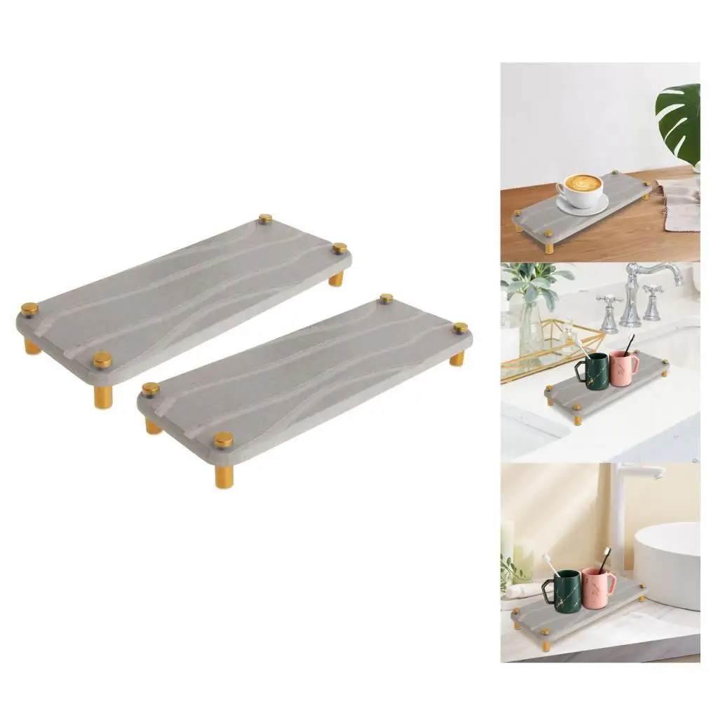 

2 шт., органайзер для раковины в ванной, водопоглощающий держатель для дозатора мыла, минималистичный диатомитовый поднос для кухни, туалетных принадлежностей, ванной комнаты