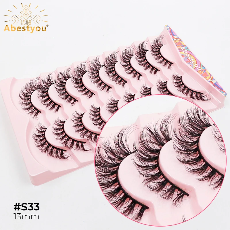 Abestyou 5d Crossed Fluffy Messy 9PAIRS Full Strip Volume Cil Natural Long Lashes Individual Fsh Tail Cluster Eyelash Extensions