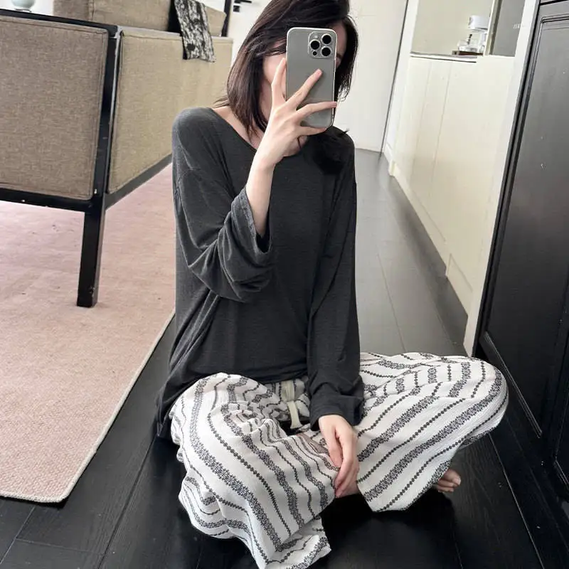 

Pajama Emo Sets Women Spring Festival Cotton Flower Pattern Holiday Sleep Set Anti Wrinkle Crew Neck Cap Sleeve Full Length Thin