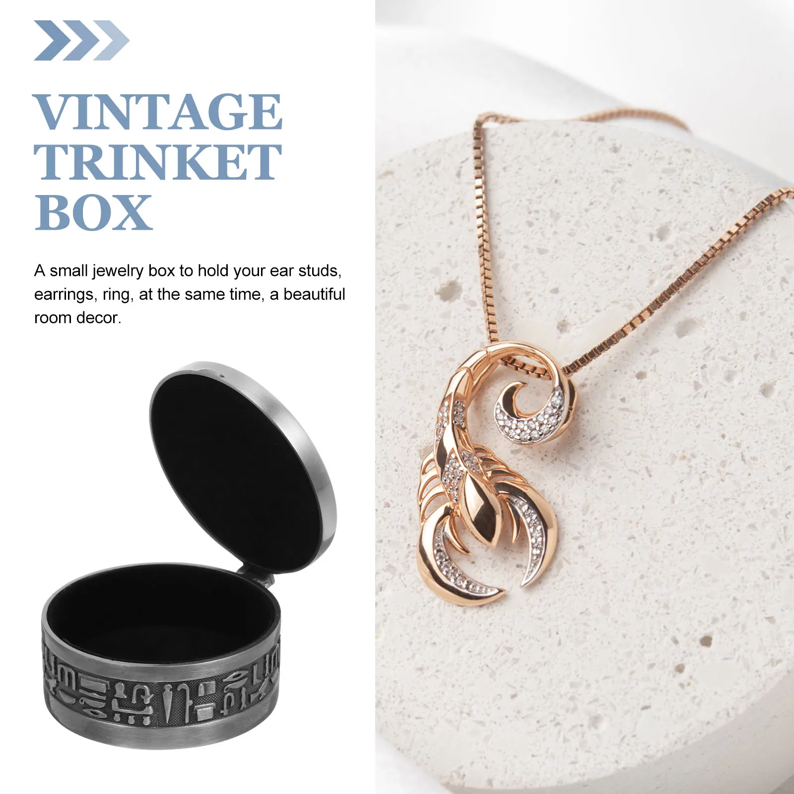 

1pc Vintage Jewelry Box Earring Storage Retro Trinket Case Small Exquisite Travel Daily Use Ring Necklace Holder Gift