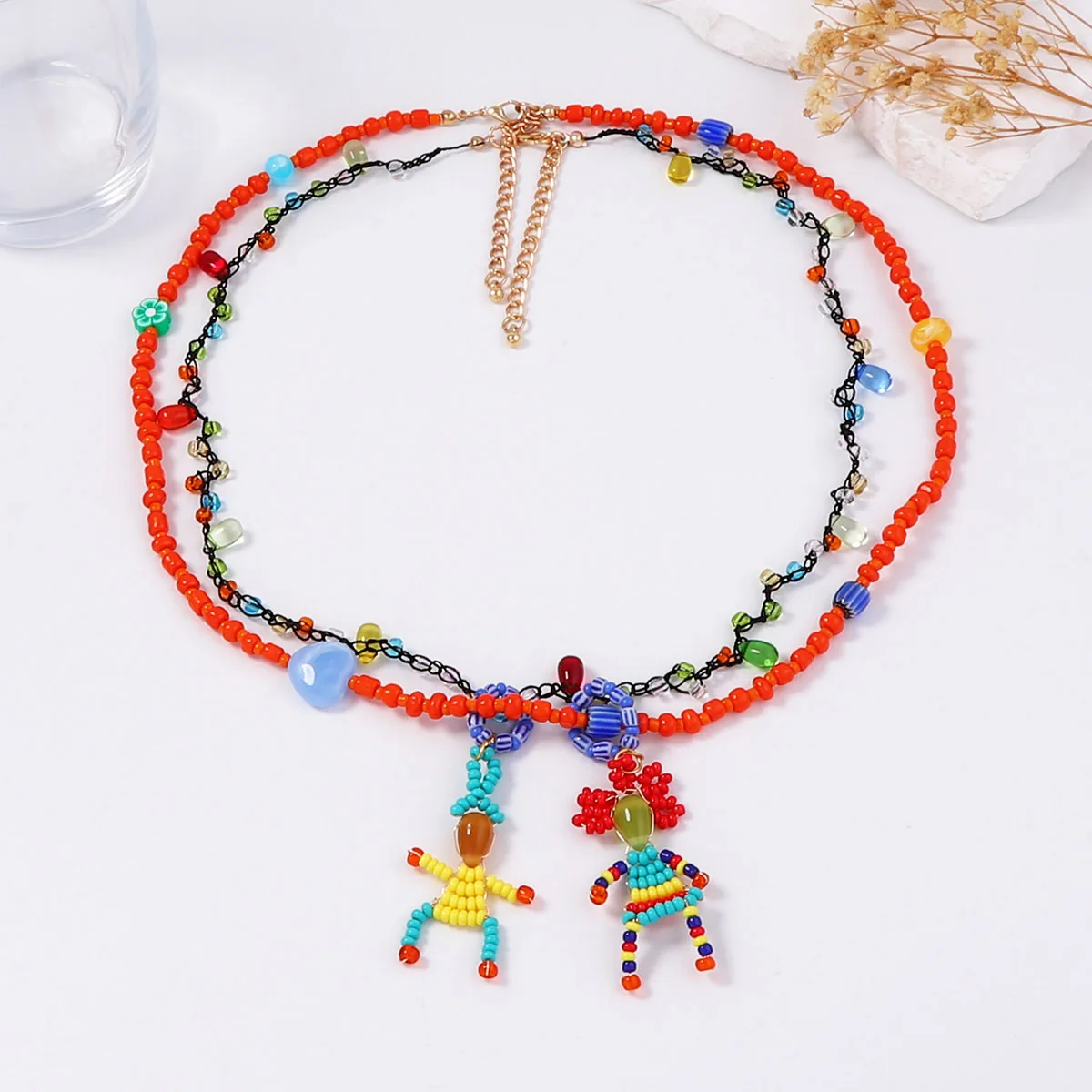 

2025 New ZAA Boho Double-layer Handmade Beaded Doll Pendant Necklaces for Women Holiday Party Jewelry Gifts