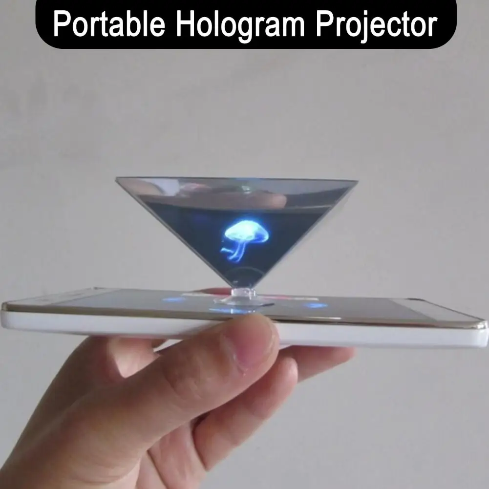 3D Hologram Pyramid Display Projector with Mini Suction Cup Universal Mobile Smart Phone 3D Holographic Film Projector