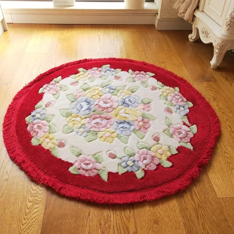 Rose Flower Shaped Anti-Slip Round Mat, Suitable for Computer Chair, Office Rocking Chair Mat